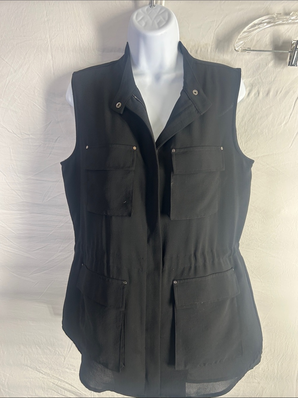 Kenneth Cole New York Black Sleeveless Utility Vest